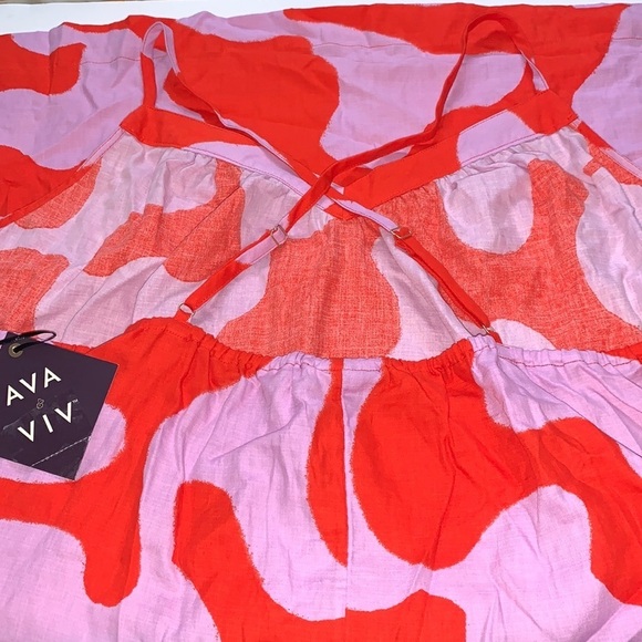 Ava & Viv Women's Plus Size Sleeveless Cross Back Woven Dress -Abstract Red - Picture 4 of 10